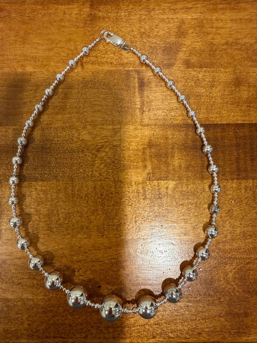Sterling Silver Beaded Graduated Necklace